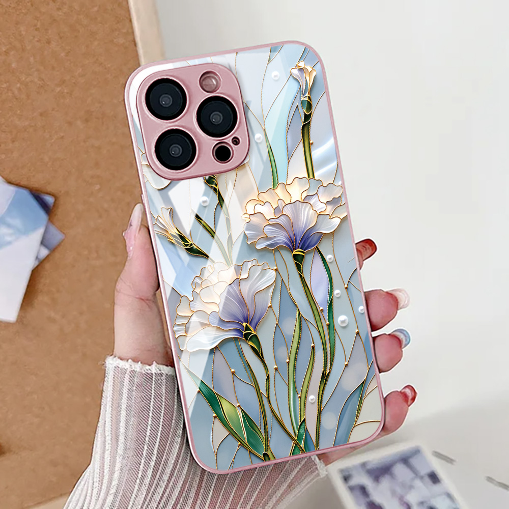 Tempered Glass Screen - Etui na telefon z motywem kwiatu