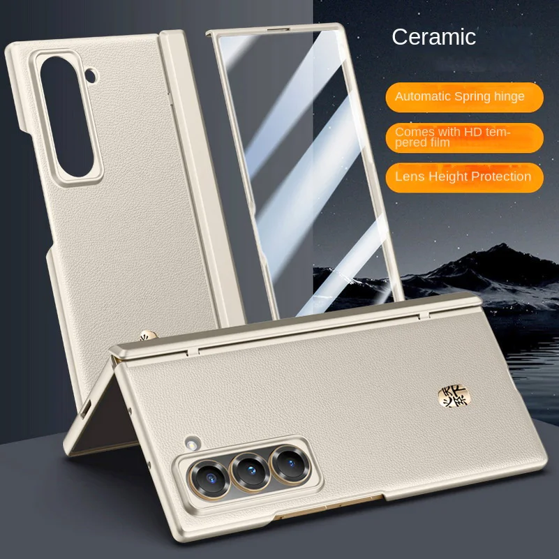 Tempered Glass Screen - Luksusowe skórzane etui biznesowe ze szkłem